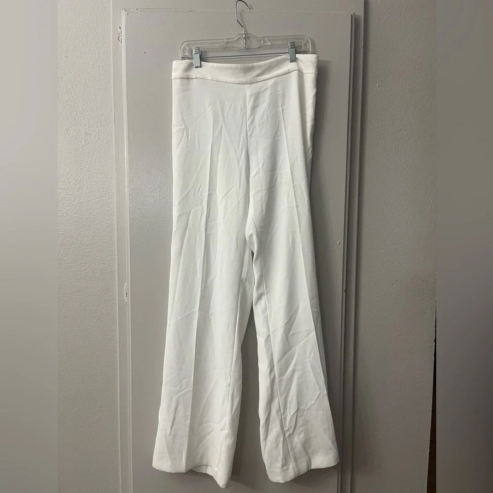Zara NWT White Lightweight Casual Relaxed Fit Business Casual Pants Slacks Sz L - Picture 8 of 9